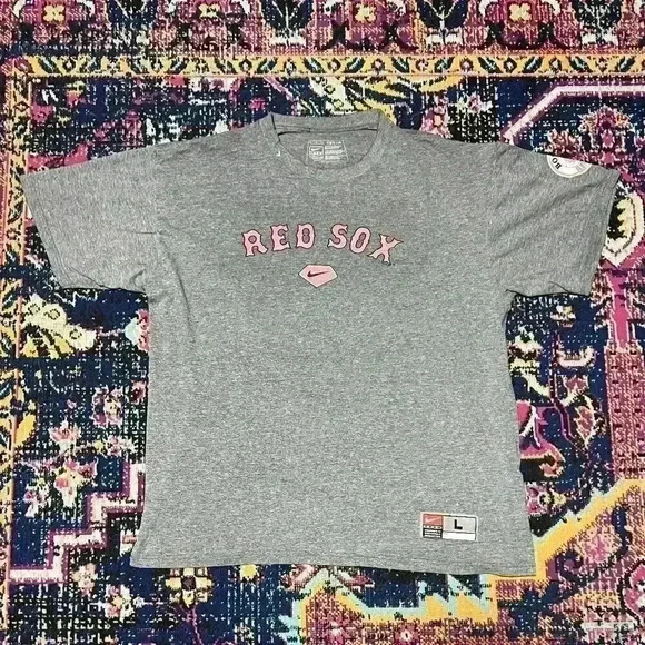 Nike Shirt Mens Large Gray Dri-Fit Graphic Logo Red Sox Baseball Athleisure Tee - Picture 1 of 1